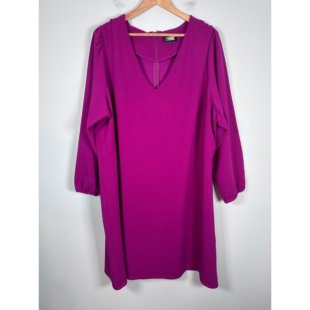 Alexia Admor V-Neck Shift Dress Womens 3X Magenta Purple Barbiecore Professional